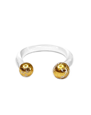 Szklany pierścionek ze złoconymi kulkami, Joanna Muzyka Studio
