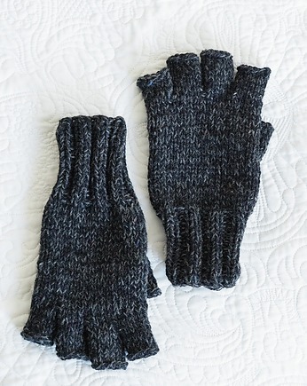 Męskie wełniane mitenki w grafitowym melanżu, MonDu