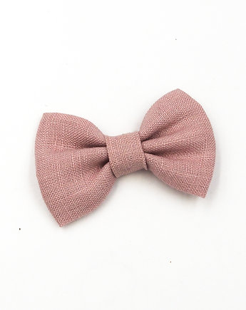 Spinka do włosów kokardka z lnu różowa Linen Bow Dusty Pink, Momilio