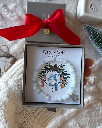 Błyszcząca biała bransoletka z płatkiem śniegu z cyrkonii, Hey details