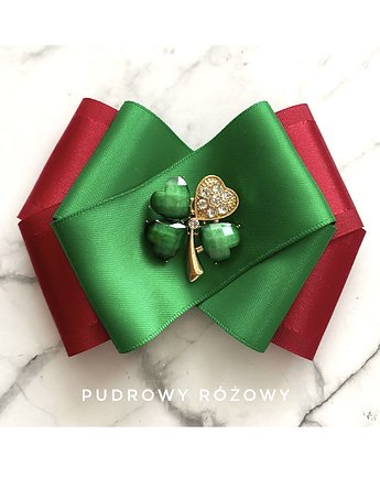 Brosza z czterolistną koniczyną  Na szczęście, Pudrowy Różowy