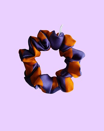 Gumka jedwabna, scrunchie, frotka fioletowa koniczyna MINI, Capillum