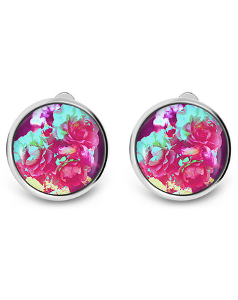 Klipsy - Amarantowe róże, yenoo