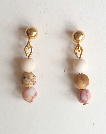 Kolczyki DROPSY MINI jaspis żyłkowy, jaspis obrazkowy, kamień rzeczny, modesign