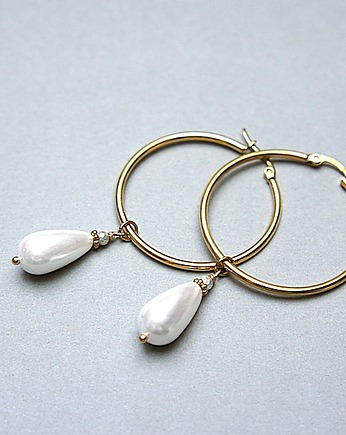 Kolczyki pozłacane Pearls [white] perły vol. 20, KiKa pracownia