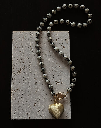 Naszyjnik Jaspis Dalmatyńslki i Onyks Serce, Chmolowska Jewellery