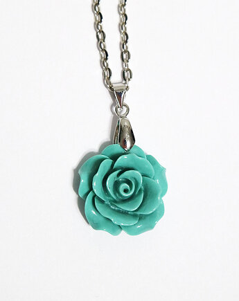 Naszyjnik - Turkusowa róża - koral, yenoo