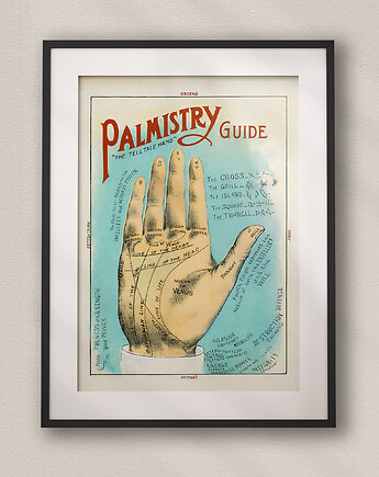 Stara wiktoriańska ilustracja dłoni - Plakat ezoteryczny vintage - Chiromancja, DAPIDOKA