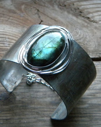 Zielonozłoty labradoryt      - BRANSOLETA MANKIET - CUFF, Beata Trotter