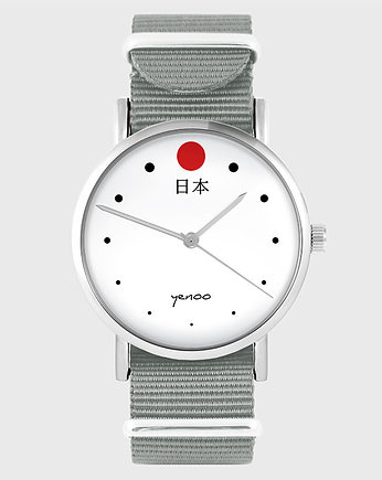 Zegarek - Japonia - szary, nylonowy, OSOBY - Prezent dla chłopaka na urodziny