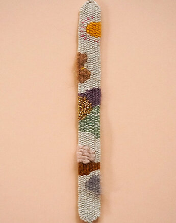 Ręcznie tkana, boho bransoletka - "Lasy, pola, łąki", Słońcem Tkane