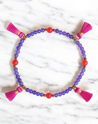 NA NOGĘ : summer collection : jadeit i chwosty : fiolet-pomarańcz-róż, kaktusia