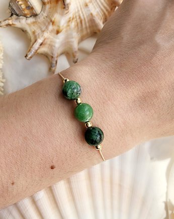Bransoletka na sznurku z zoistem i hematytami, Gleeme Jewellery