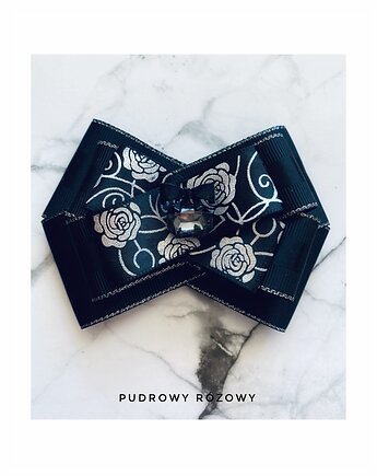 Brosza z kryształkiem i kokardką NEW, Pudrowy Różowy
