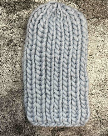 Zimowa czapka z wełny z Peru pastelowy błękit, Made by Jaga