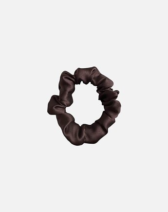 Jedwabna scrunchie gumka frotka mini brązowa, Zdunetti