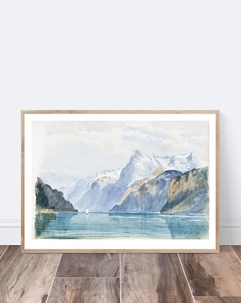 PLAKAT  zimowy obraz z górami Alpy, black dot studio