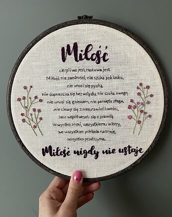 Ręcznie haftowany tamborek dla pary, ślub, pamiątka, rocznica, Boski Haft