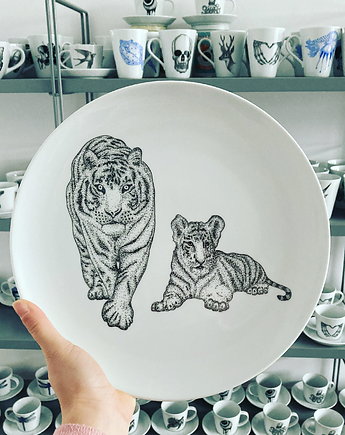 Patera ręcznie malowana Tygrysy 27,5cm, Rzecz Pospolita Sztuka Użytkowa