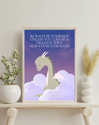 Plakat fantasy z uroczym smokiem, GG STORE