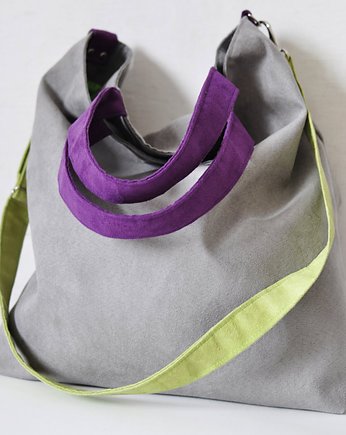 Torba hobo XXL- szary, limonka, fiolet, PRACOWNIA 166