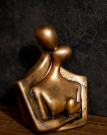 Rzeźba z gipsu, Para Zakochanych, brązowe złoto, wys. 11,7 cm, JBJart Justyna Jaszke