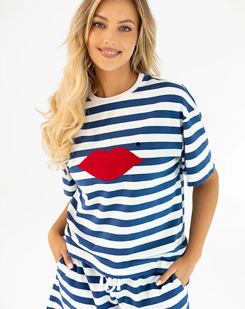 Bluzka Joy Usta Szerokie Paski Classic Blue, MKTP