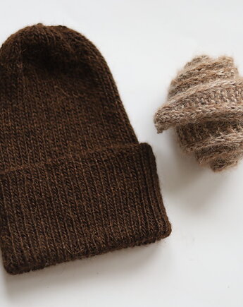 Czapka z wełny czekoladowy brąz, knots