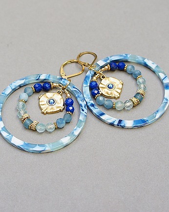 Kolczyki Wianki circle  (blue mix), KiKa pracownia