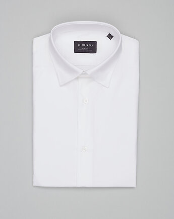 Koszula modigliana 00536 długi rękaw biały slim fit, BORGIO