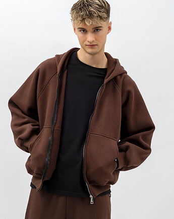 Bluza z kapturem na zamek ,,BERET" czekolada, 3 for U