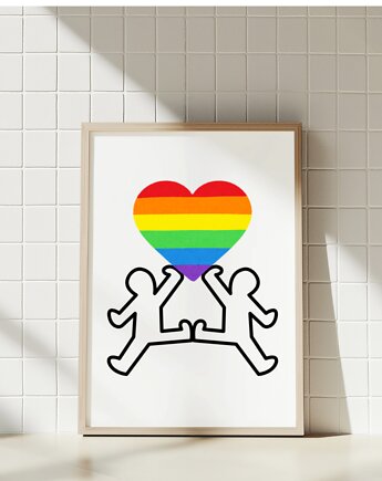 PLAKAT dekoracyjny serce Keith Haring miłość lgbt tęcza, black dot studio