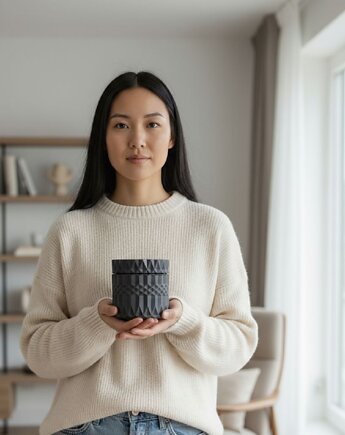 Inspirowana zapachem Herrera-Świeca sojowa w naczyniu gipsowym  DEEP BLACK, Oyka Candle