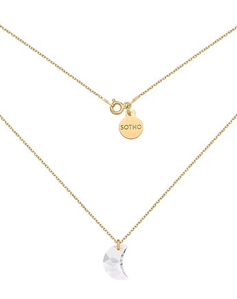 Złoty naszyjnik z księżycem SWAROVSKI CRYSTAL, SOTHO