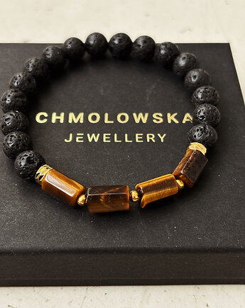 Bransoletka Męska Lawa  i Tygrysie oko, Chmolowska Jewellery