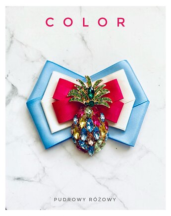 Kolekcja COLOR Brosza z Ananasem z kryształów, Pudrowy Różowy
