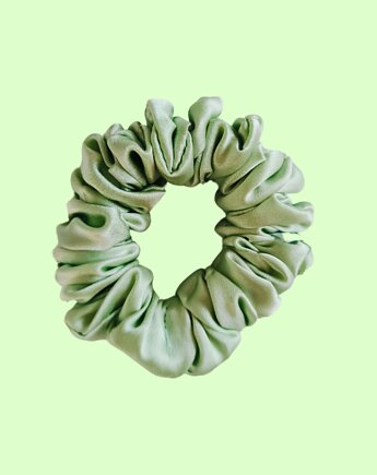 Gumka jedwabna, scrunchie, frotka limonkowy zefir MIDI, Capillum