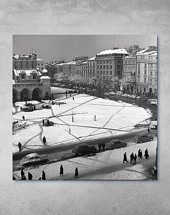 Plakat Vintage - Rynek Główny w Krakowie Zimą, Galeria LueLue