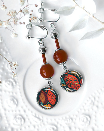 JESIENNA RAPSODIA - artystyczne klipsy, długie i wygodne z regulacją, Chodelska Art Studio