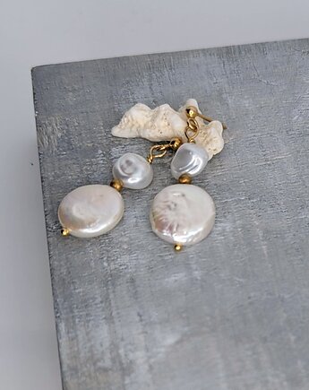 Efektowne kolczyki z perłami, pozłacane, Studio Gazela