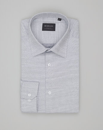 Koszula fabrizia 00545 długi rękaw szary classic fit, BORGIO