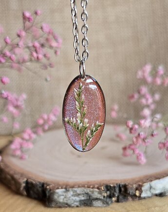 Srebrna zawieszka jajowata suszone zboża kwiaty