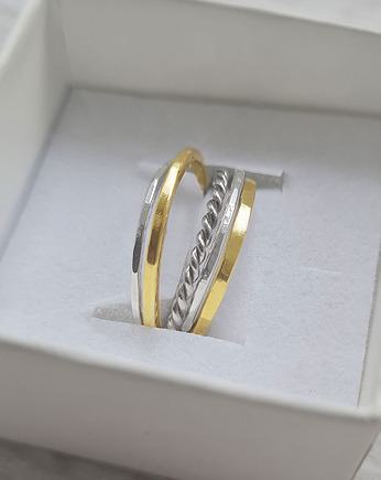 Rozmiar 15: komplet 5 obrączek mix srebro mosiądz, COCONUT