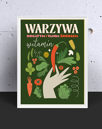 Plakat  do kuchni  warzywa źródłem witamin 50x70, polkastudio