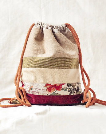 Ludowy workoplecak patchwork, raspberi