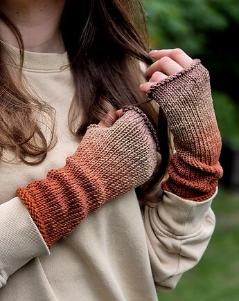 Ceglane / mitenki, agat handmade
