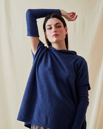 Sweter z kapturem oversize IBIZA Blue, ASKAparis