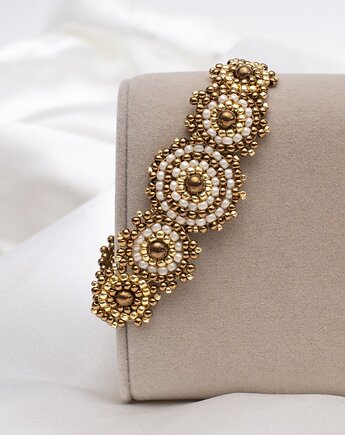 Bizantyjskie Słońce - ręcznie szyta bransoletka., LaMia Jewellery