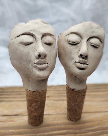 Zestaw ceramicznych korków do wina Twarze handmade, Ewa Duszka