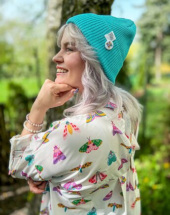 Czapka beanie z bawełny logo kolorowe Turkus, Brain Inside